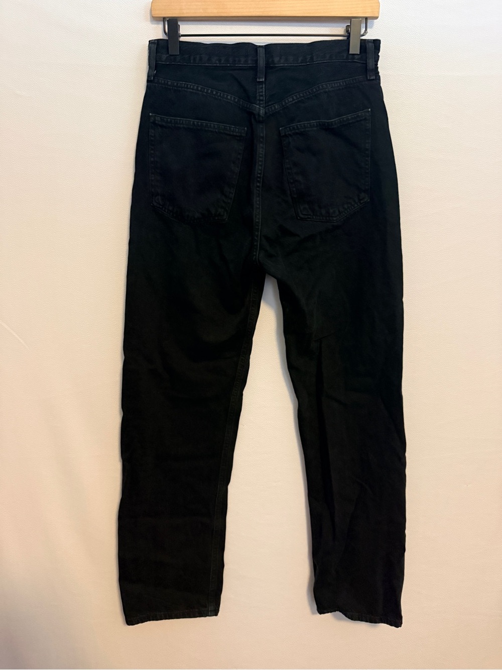 AGOLDE 90s Pinch Waist High Rise Straight Jeans in Crushed Black Denim 27 - Picture 6 of 6